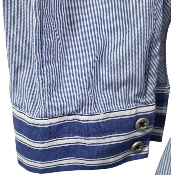 Anthropologie Maeve Wrap Dress Nlue and White Striped Long Sleeve Size 2 - Picture 6 of 8